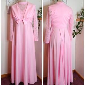 Vintage Pink Maxi Dress with Jacket